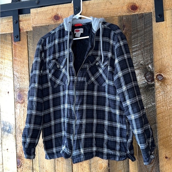 Plaid shacket with hood - Picture 1 of 1